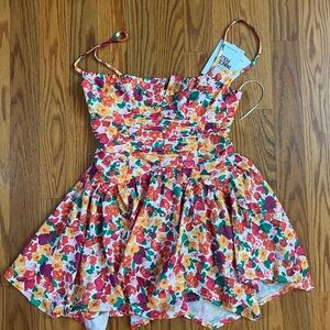 Princess Polly Floral Mini Dress - Red, Yellow, Green